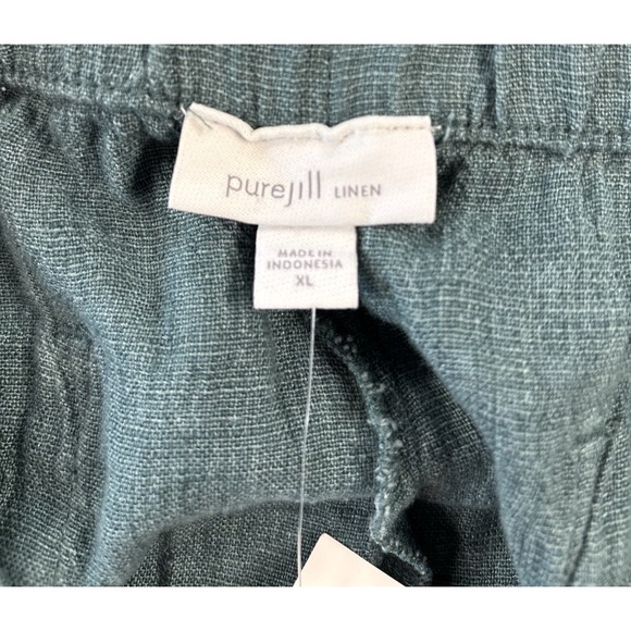 J Jill Linen Pants Womens XL Wide Leg Crop Pull On Blue Lagenlook Beach NWT - Picture 8 of 12